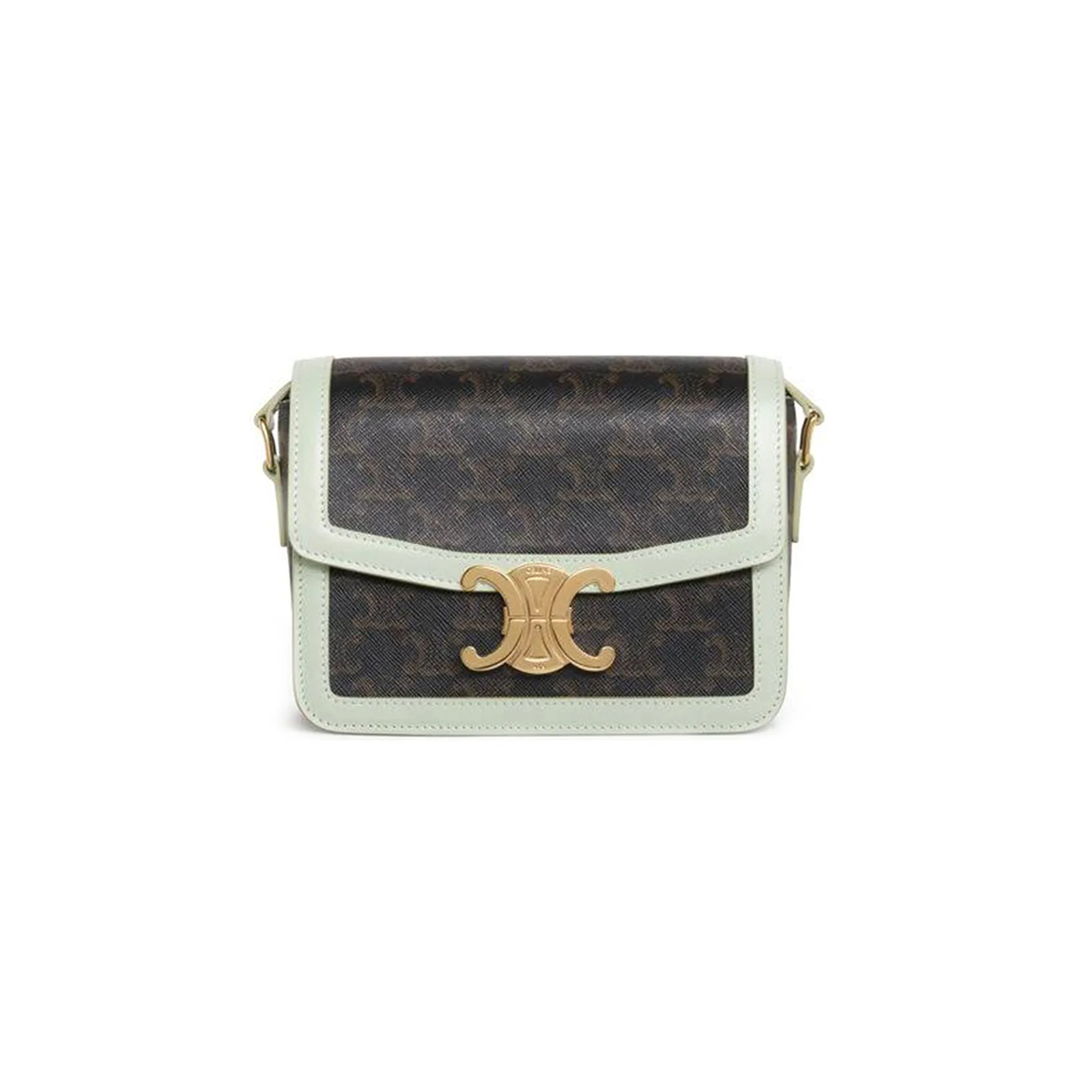 Ce**e small teen triomphe bag in triomphe canvas and calfskin 188882coz.30pa (18.5*14*6cm)